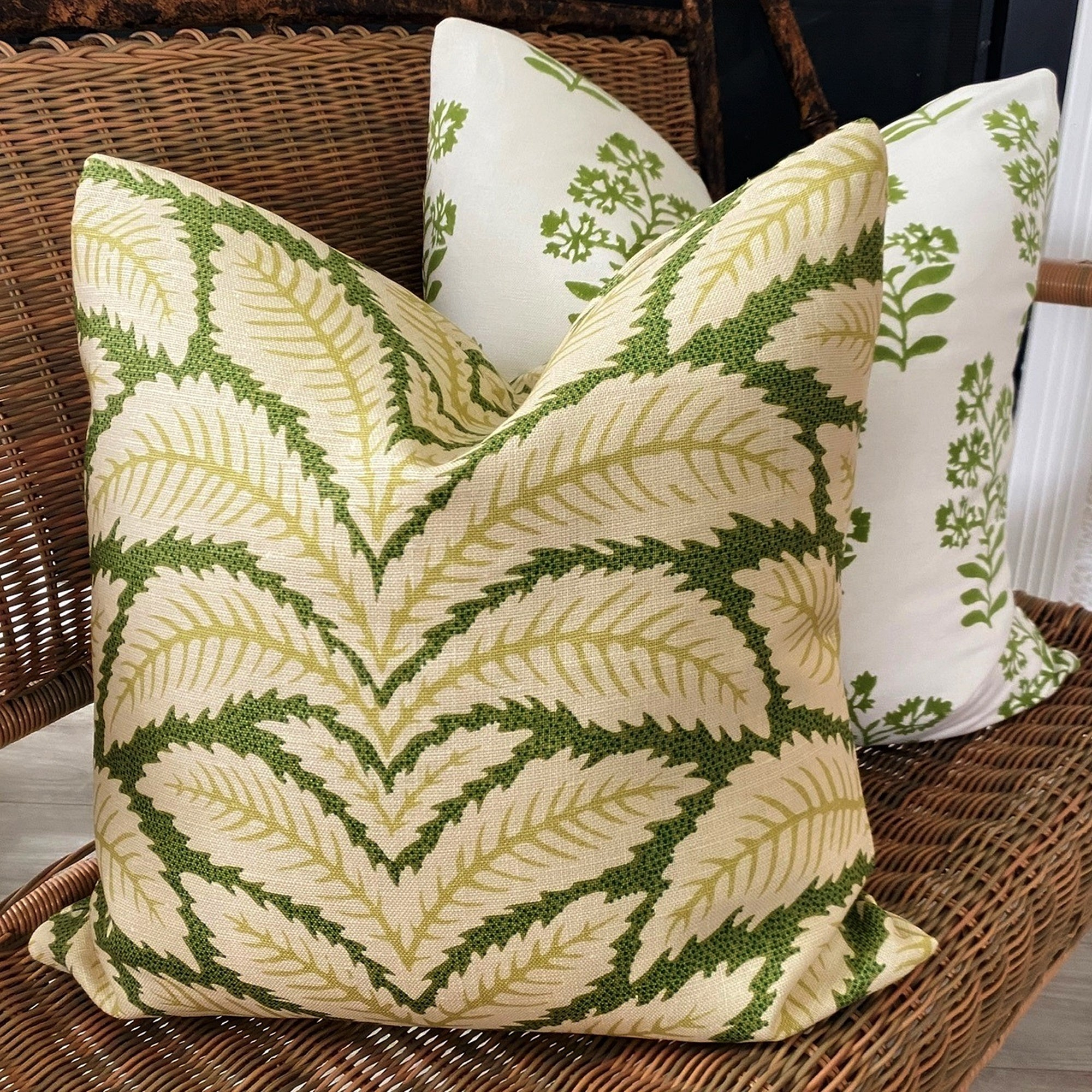 Brunschwig & Fils Talavera green pillow