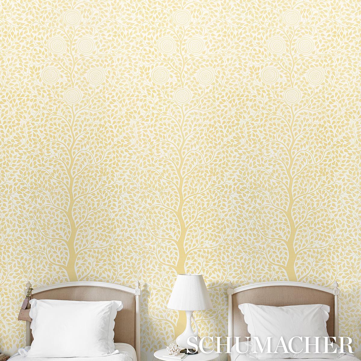 schumacher kayon sisal wallpaper panel soft yellow