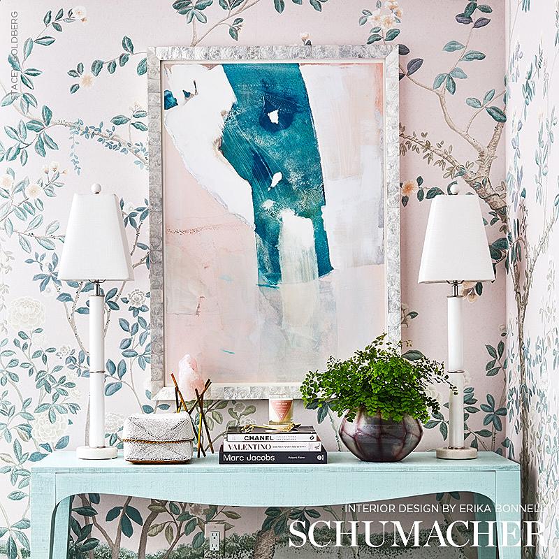 schumacher madame de pompadour panel wallpaper blush