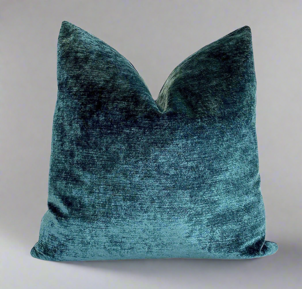 Peacock Velour Velvet Pillow Cover - Main Image