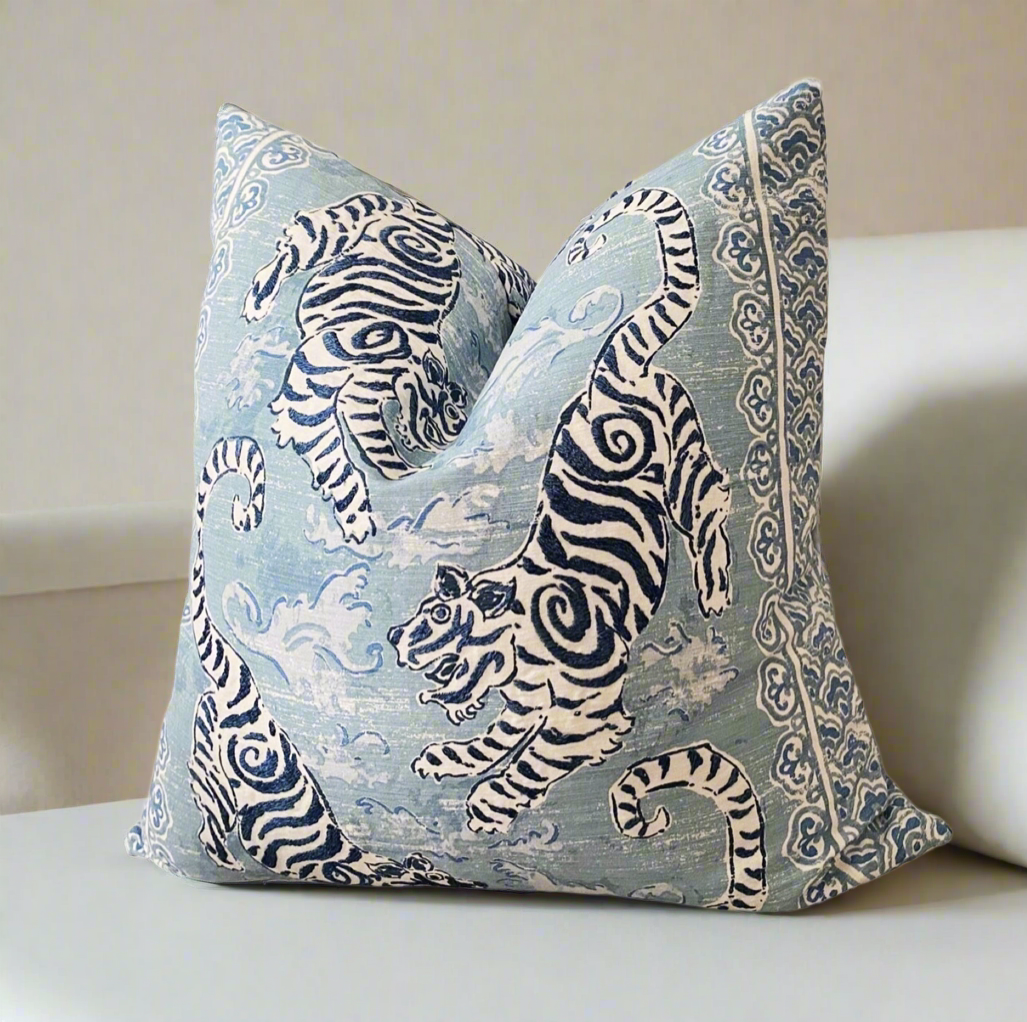 Blue Bengal Tiger Pillow Cover
