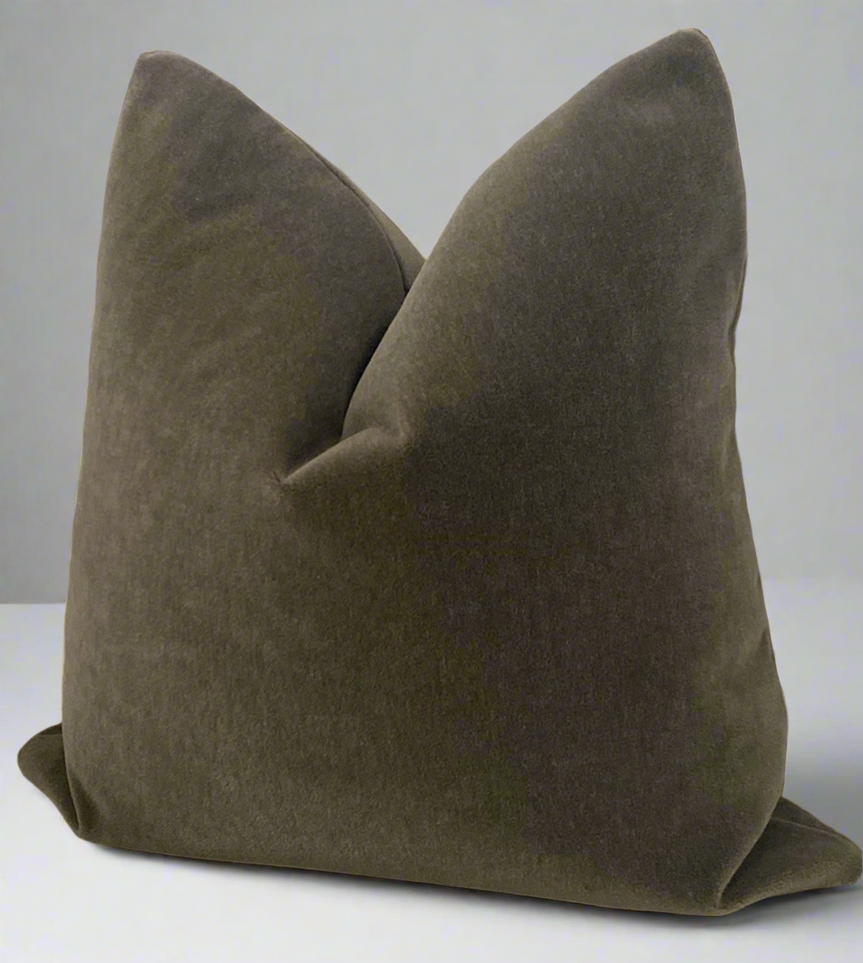 Antique Pewter Mohair Pillow Cover