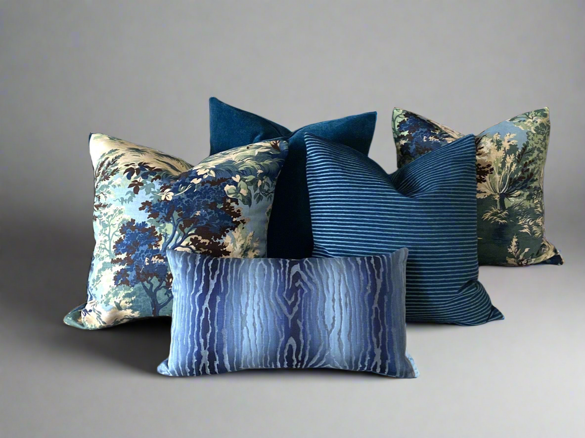 Navy And Teal Lincoln Toile Pillow Cover