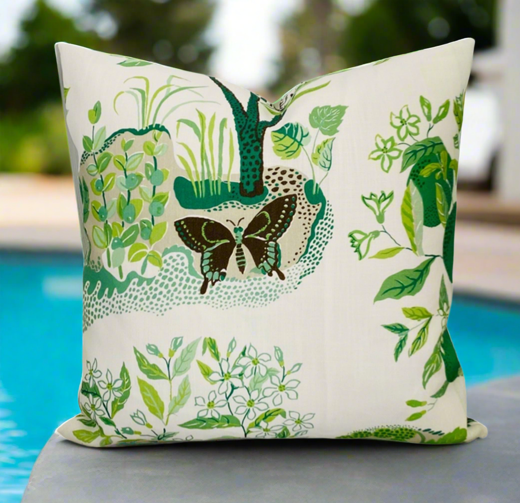 Custom Schumacher Citrus Garden Leaf Outdoor Pillow Cover