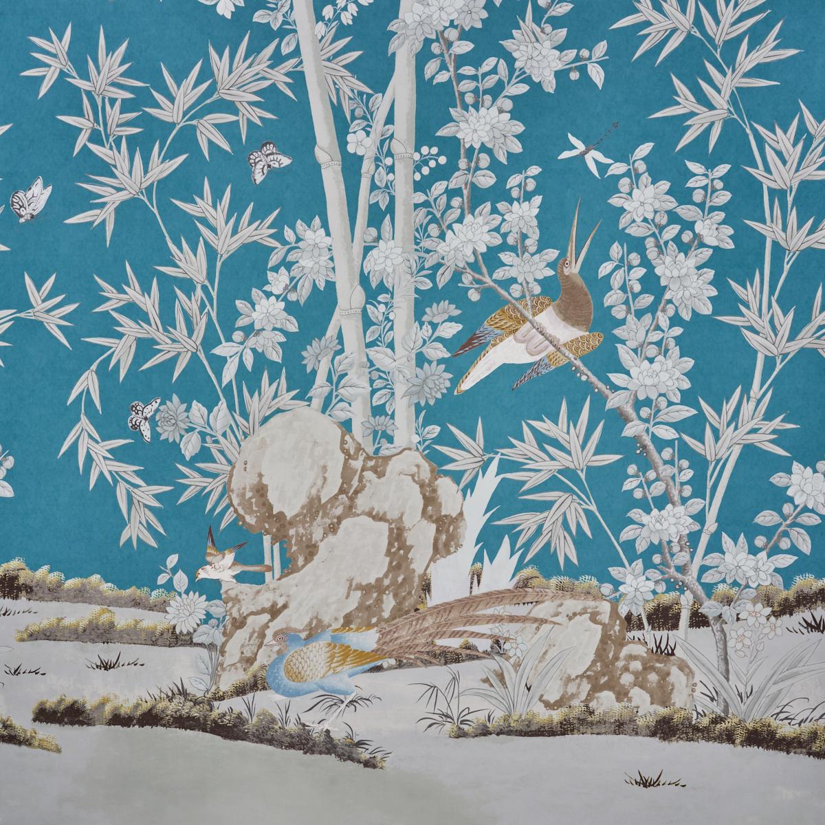 Schumacher Brighton Pavilion Panel Walllpaper - Peacock