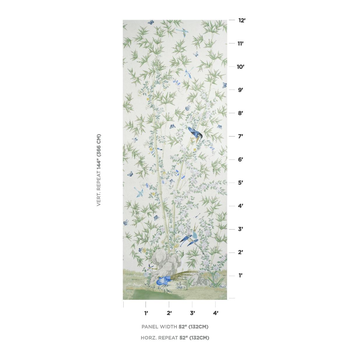 Schumacher Madame De Pompadour (Wide Width) Panel Set Wallpaper - Green