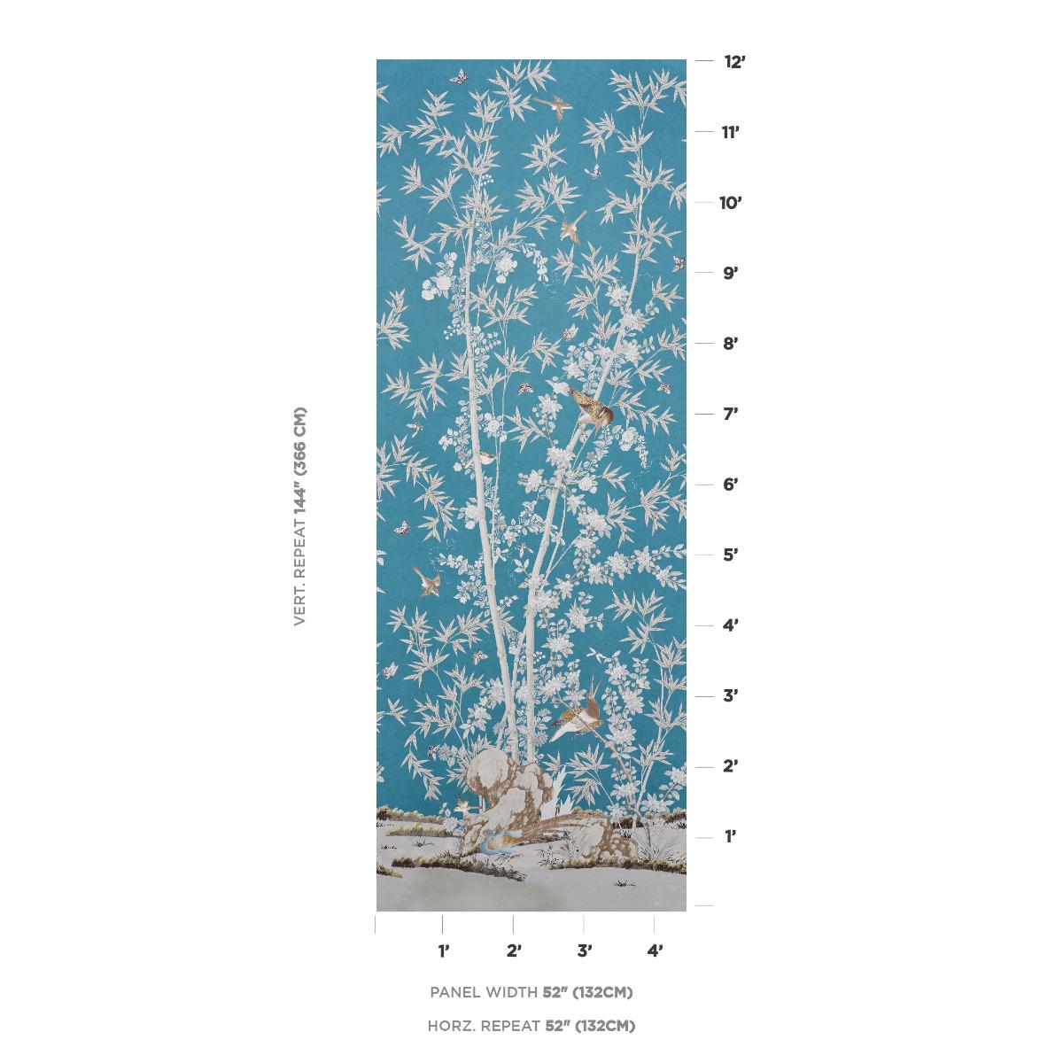 Schumacher Brighton Pavilion Panel Walllpaper - Peacock