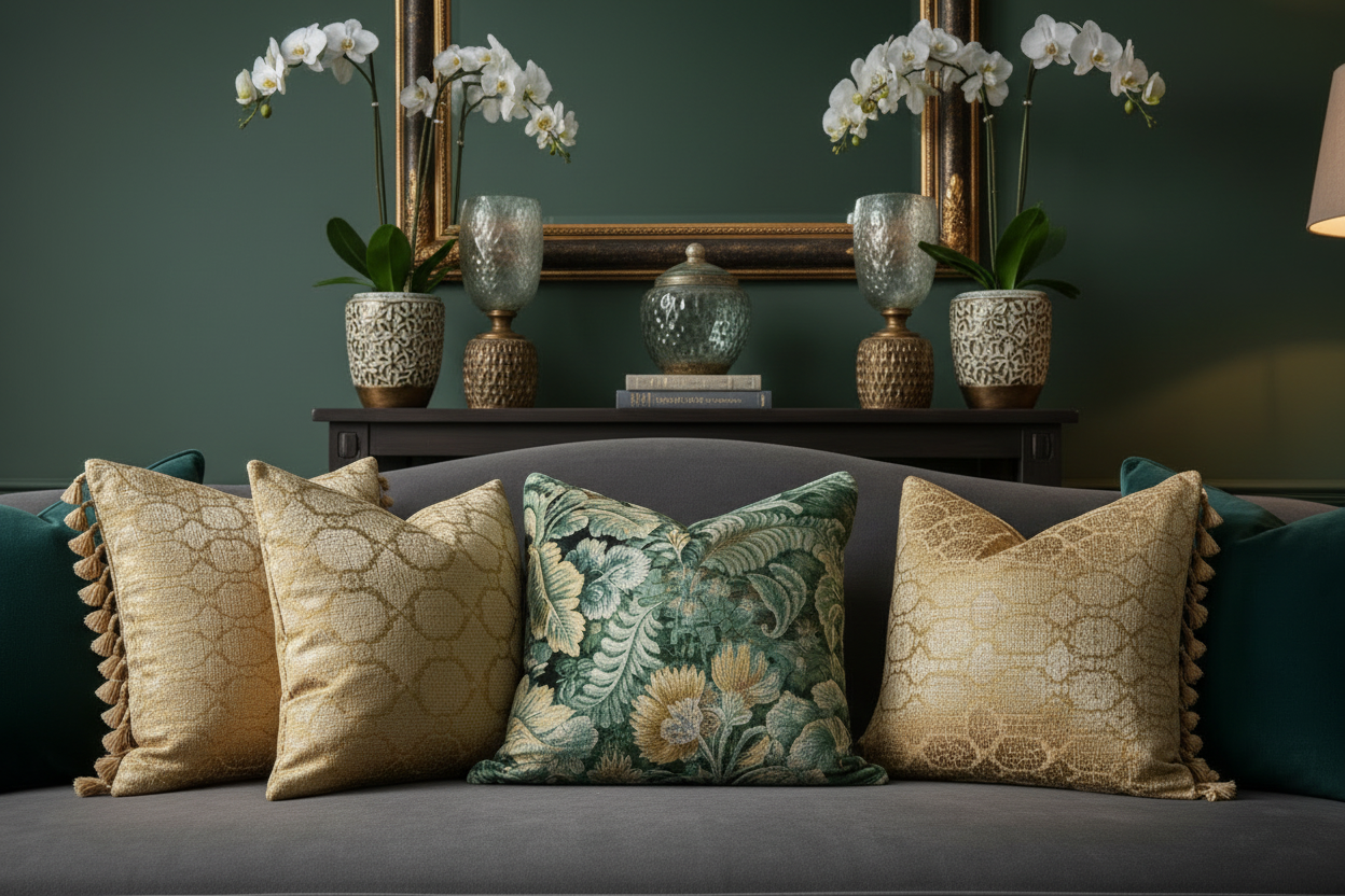 Chelsea Velvet Pillow Cover - Emerald And Saffron