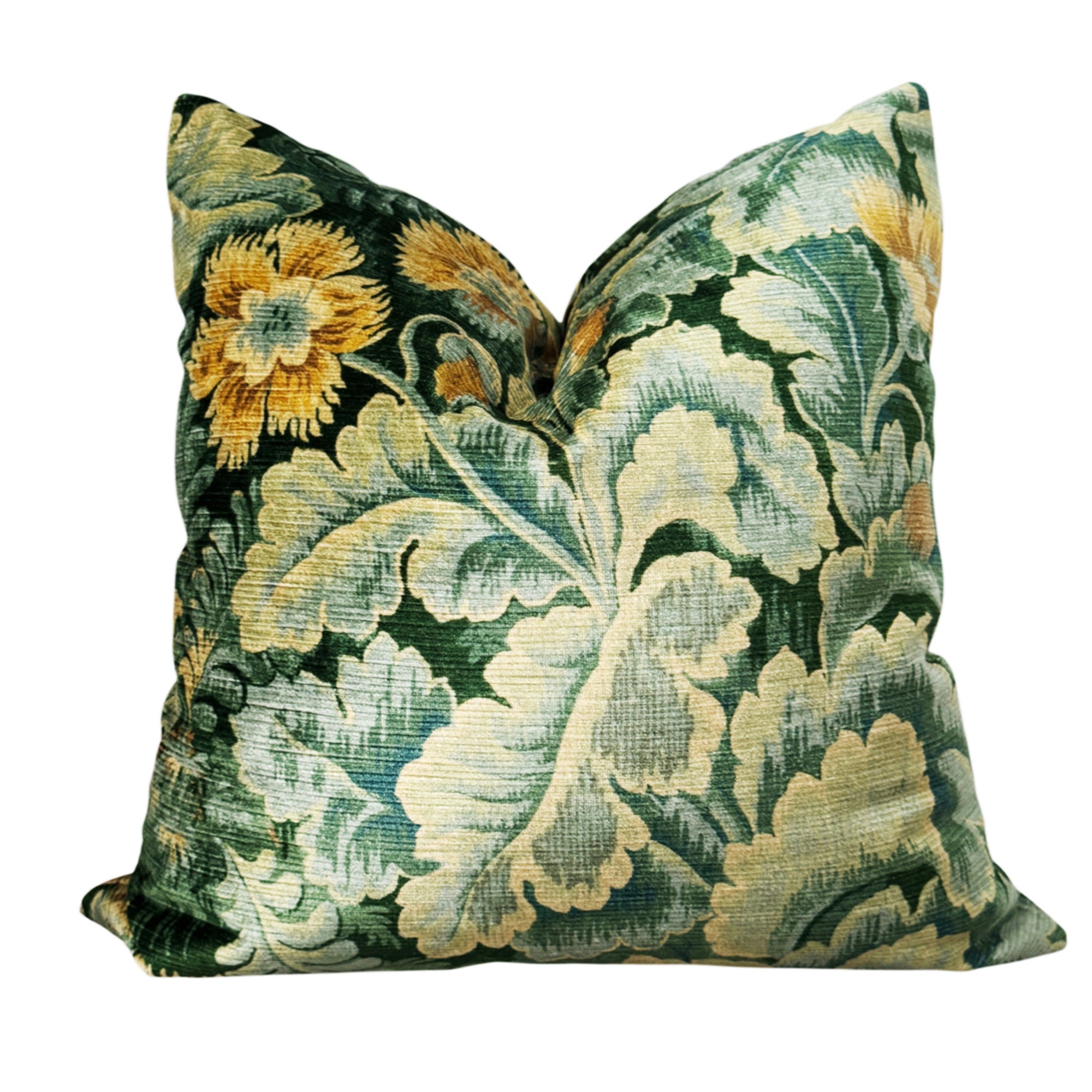 Chelsea Velvet Pillow Cover - Emerald And Saffron
