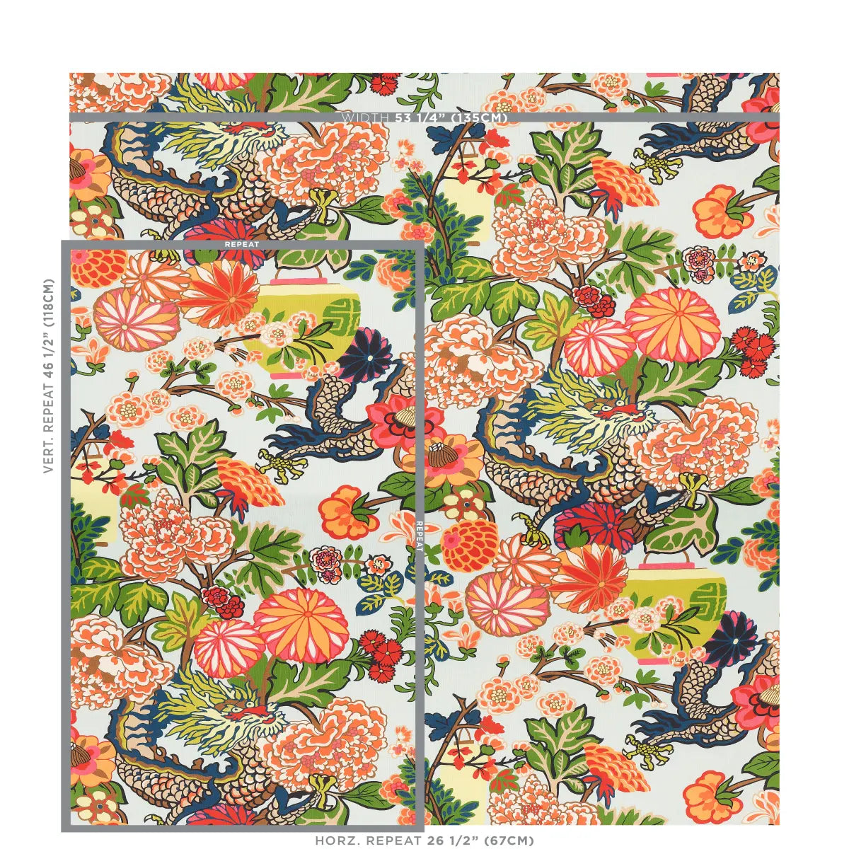 Schumacher Chiang Mai Dragon Indoor/Outdoor Fabric - Aquamarine