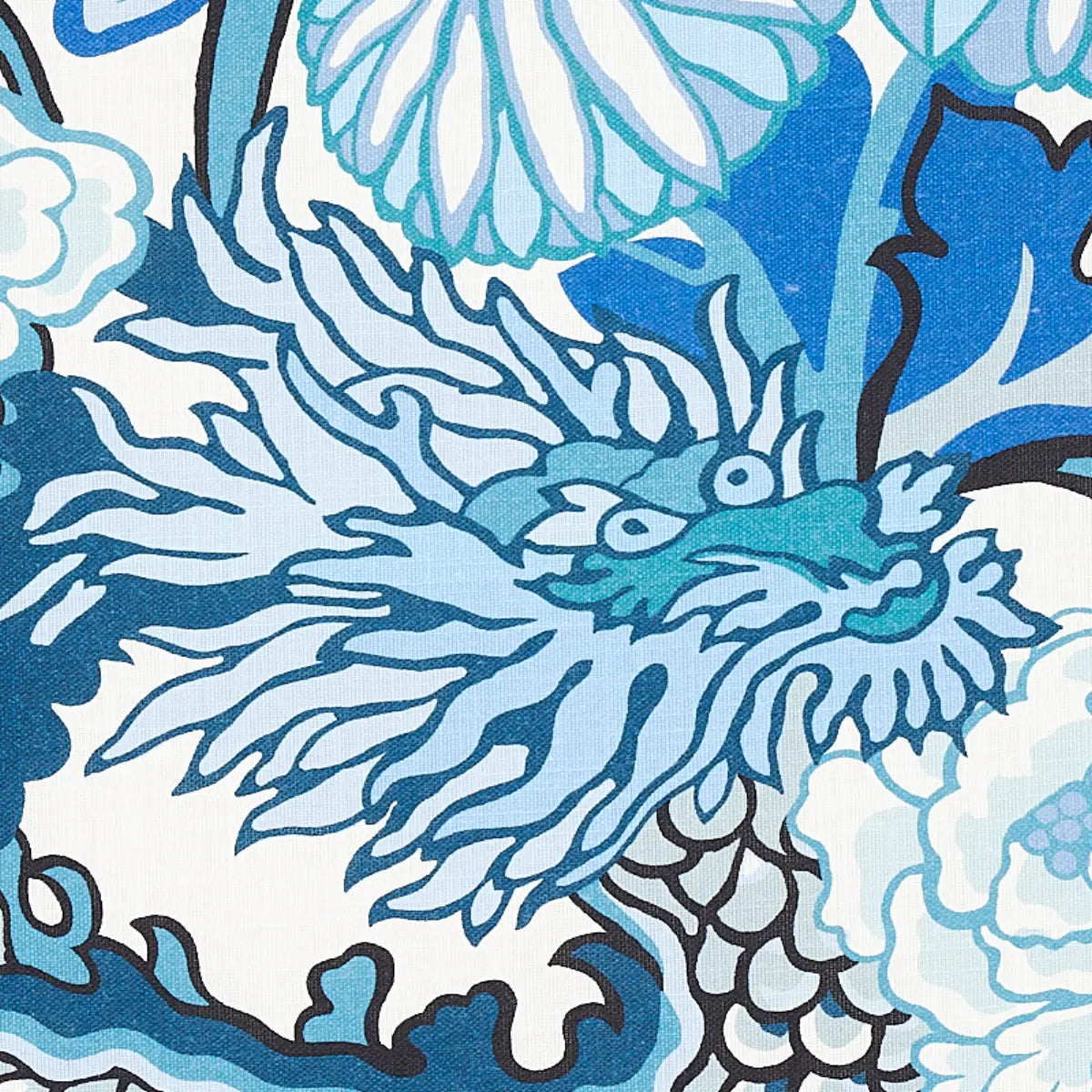 Schumacher Chiang Mai Dragon Wallpaper - China Blue