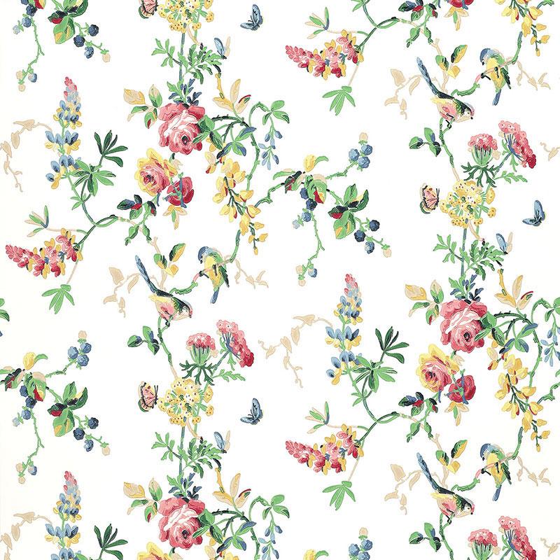 Schumacher Chickadee Floral Wallpaper - Primary