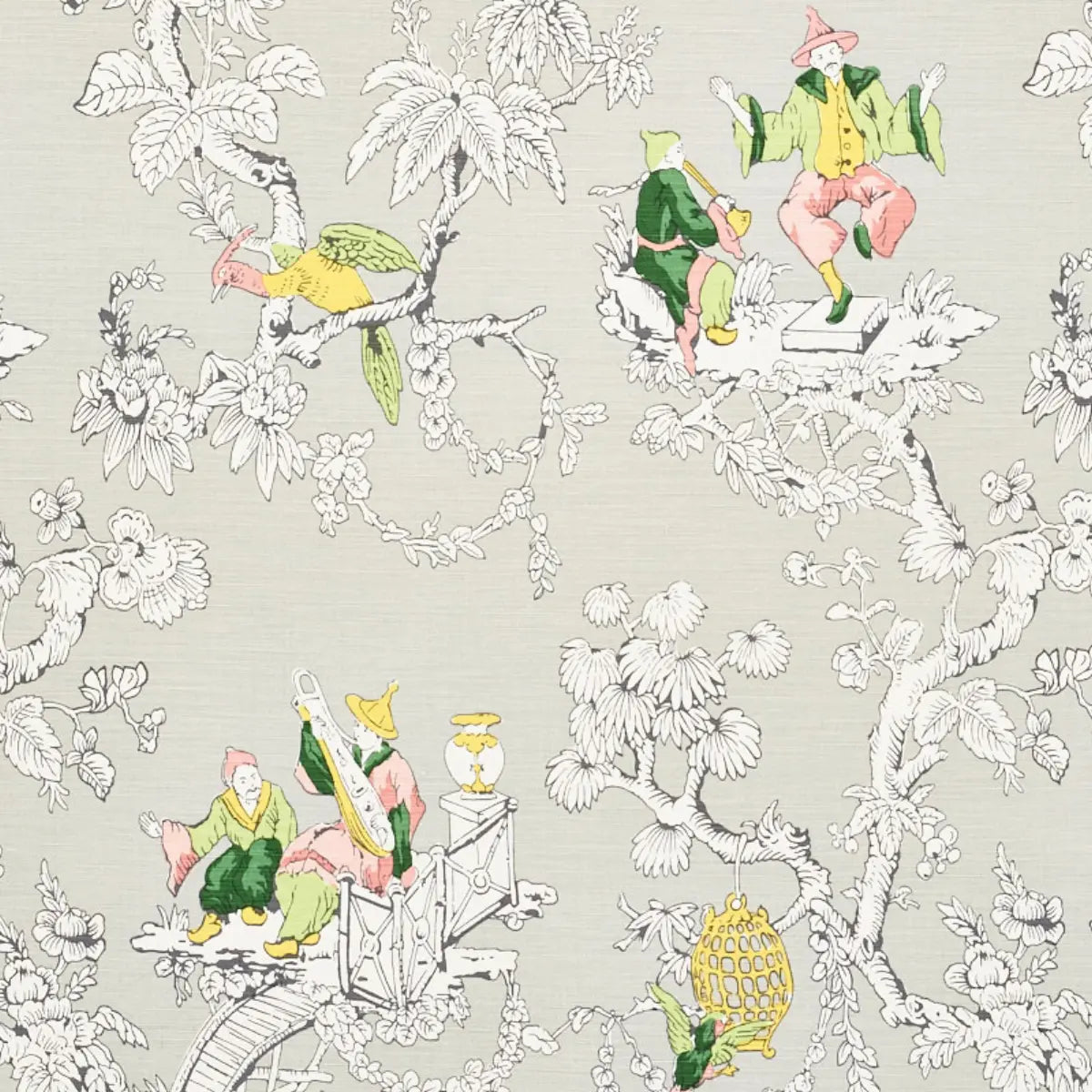 Schumacher Chinoisierie Moderne Fabric - Soft Grey