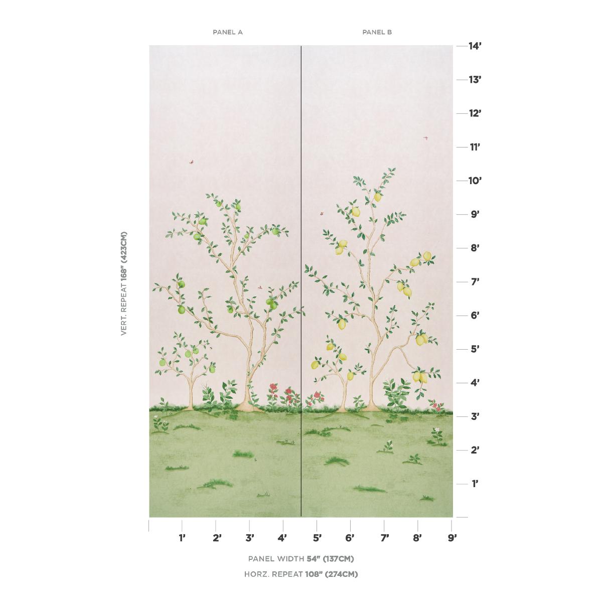 Schumacher Citrus Blossom Wallpaper 2 Panel Set - Blush