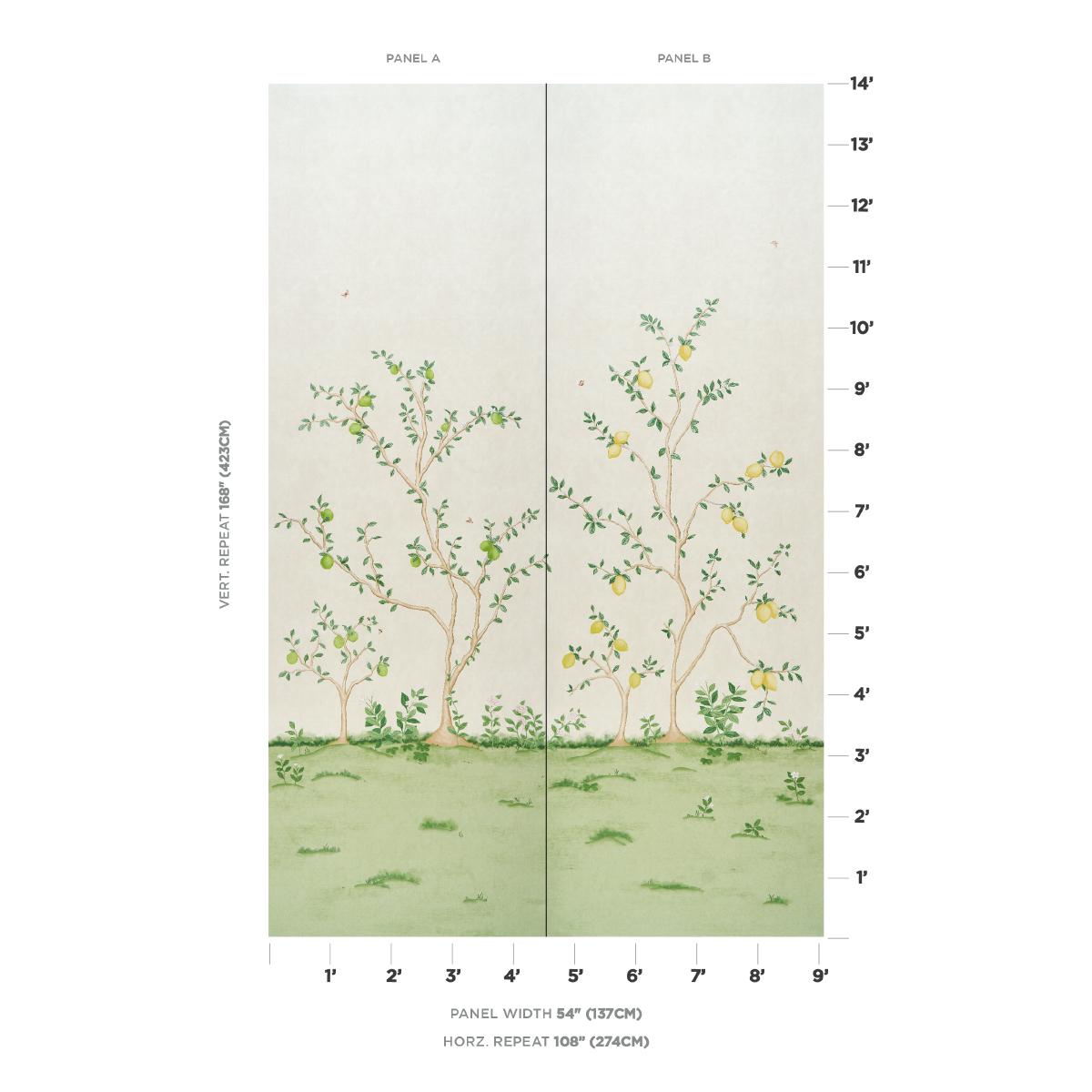 Schumacher Citrus Blossom Wallpaper 2 Panel Set - Cream