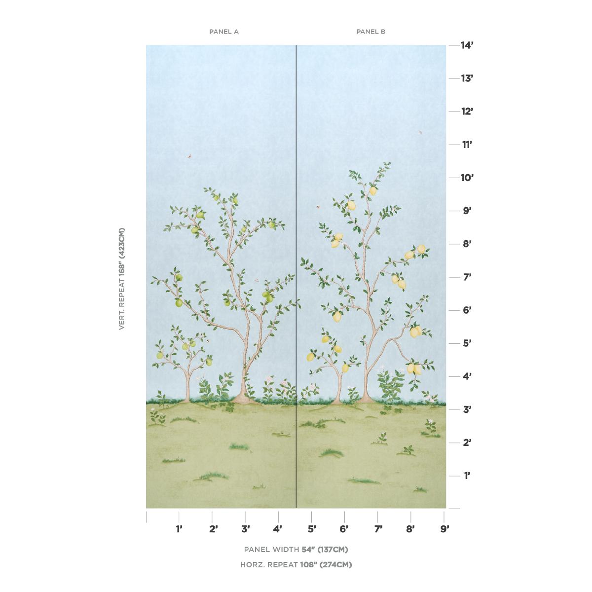 Schumacher Citrus Blossom Wallpaper 2 Panel Set - Sky