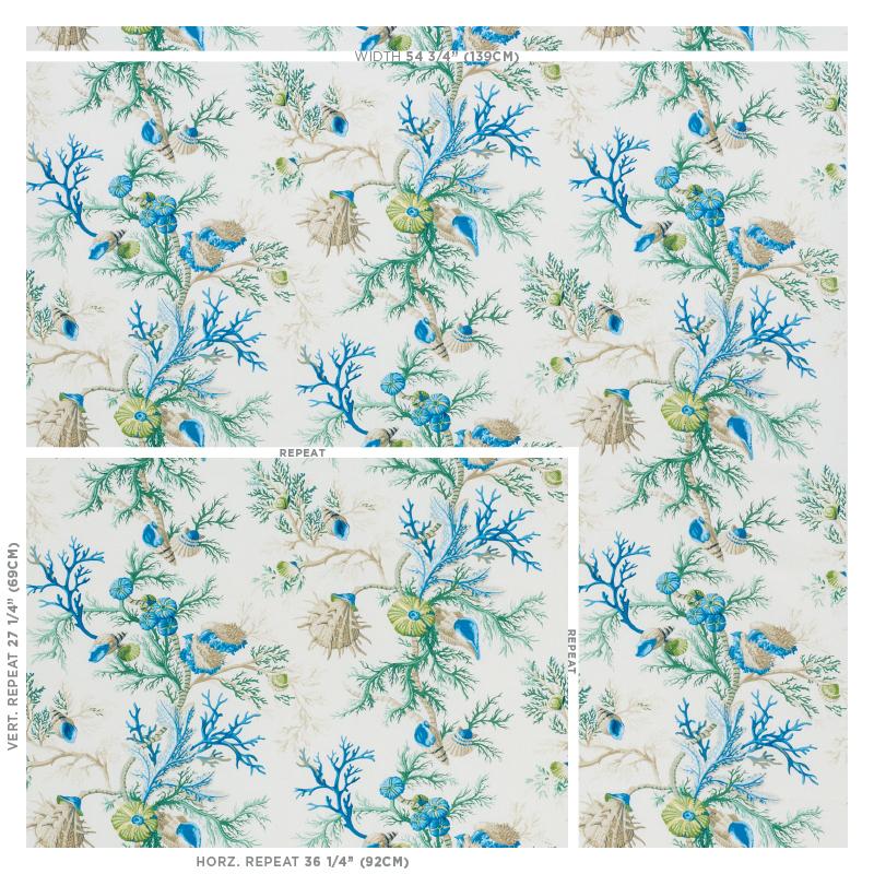 Schumacher Del Tesoro Fabric - Blue and Green