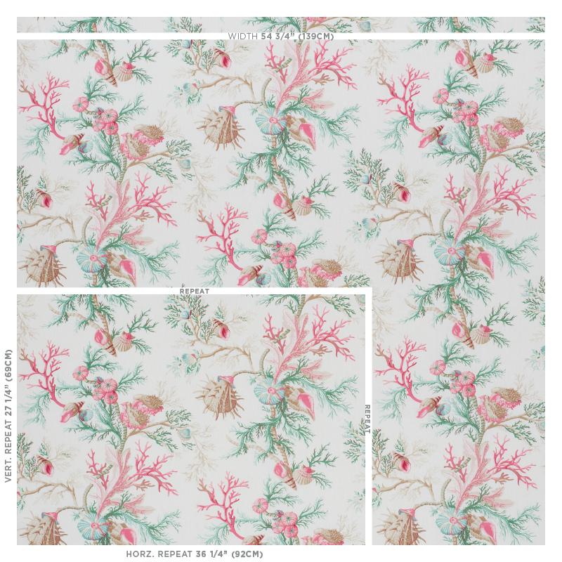 Schumacher Del Tesoro Fabric - Pink and Aqua