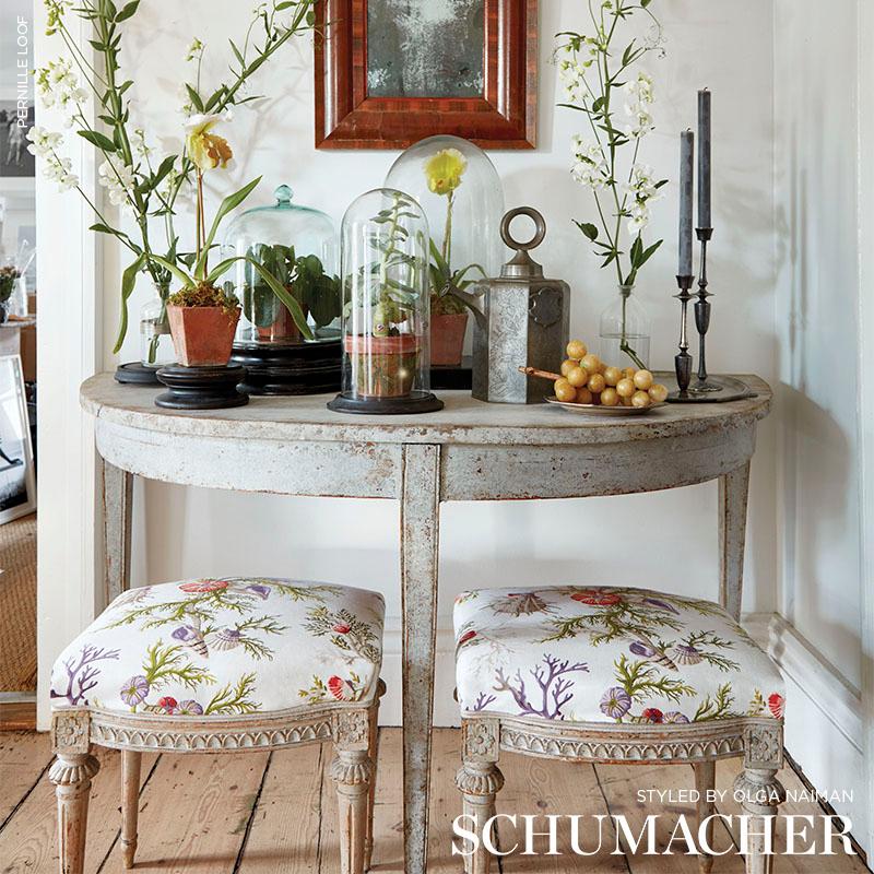 Schumacher Del Tesoro Wallpaper - Purple and Coral