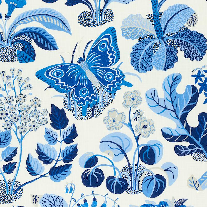 Schumacher Indoor/ Outdoor Exotic Butterfly Fabric - Marine