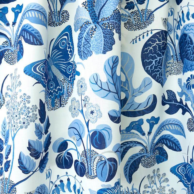 Schumacher Indoor/ Outdoor Exotic Butterfly Fabric - Marine