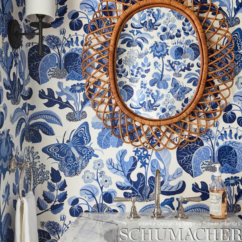 Schumacher Exotic Butterfly Wallpaper - Marine