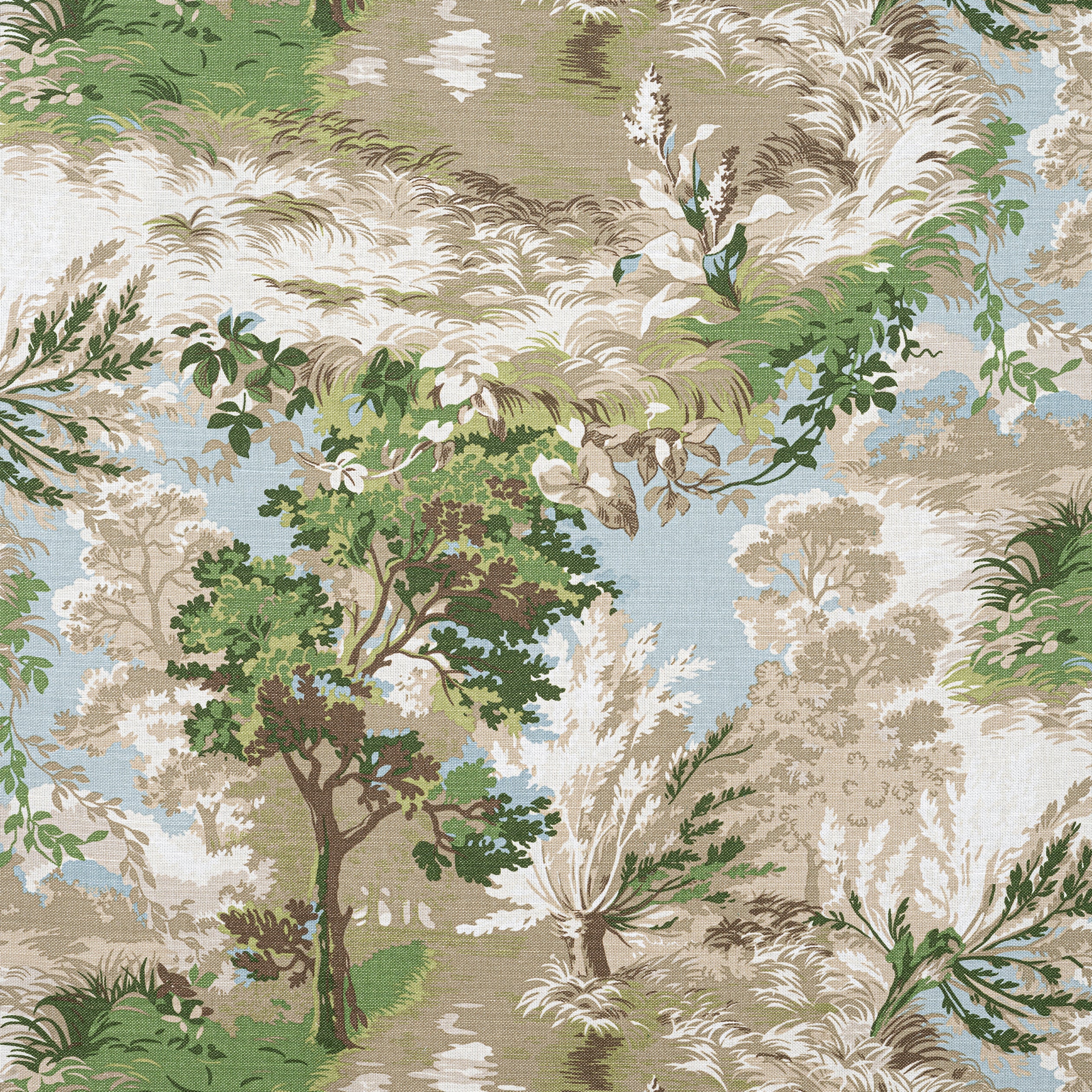 Thibaut Lincoln toile Wallpaper - Green and Beige