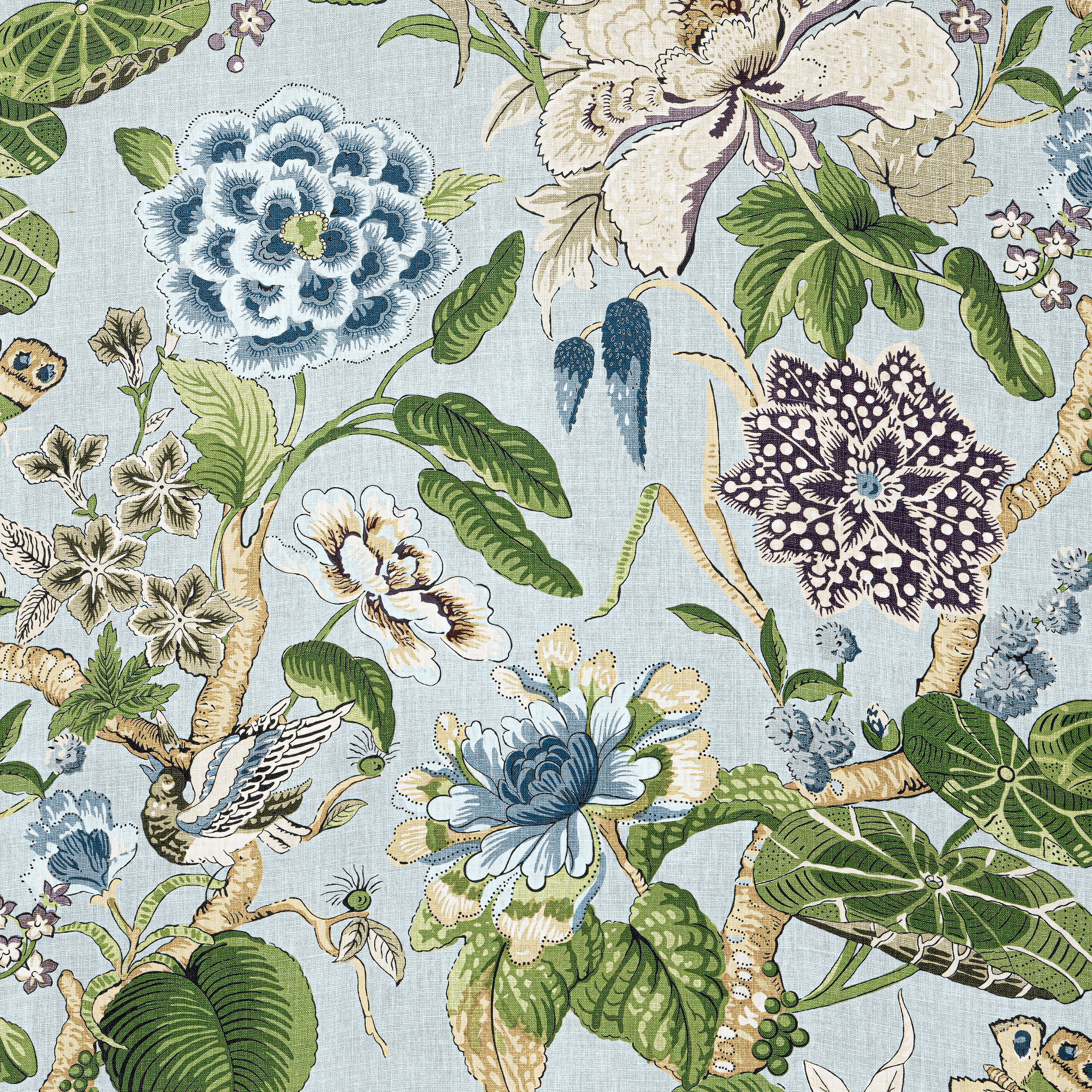 Thibaut Hill Garden Fabric- Spa Blue