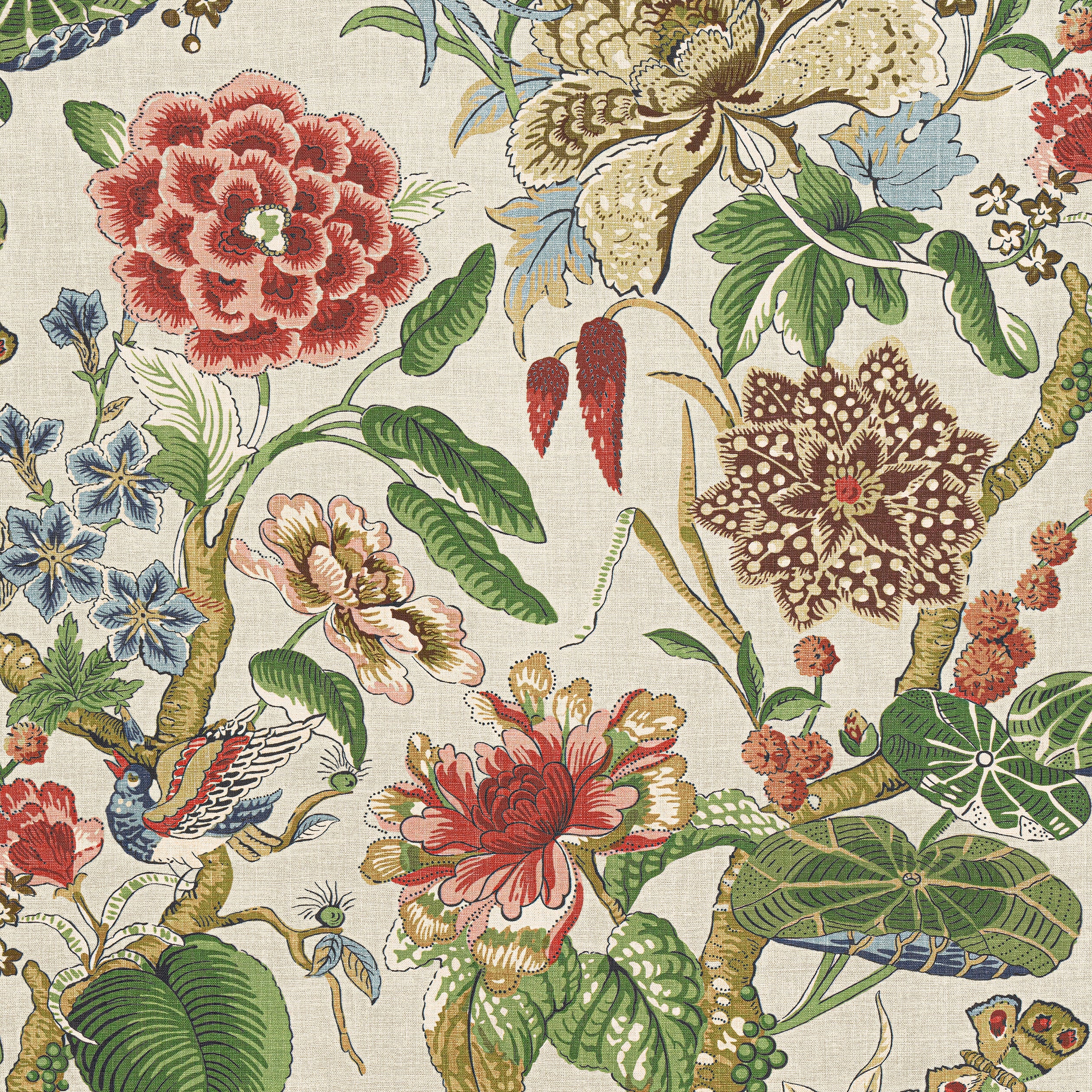 Thibaut Hill Garden Wallpaper - Flax