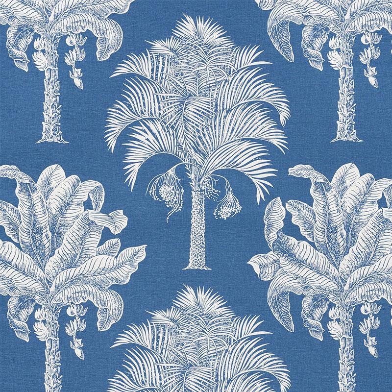 Schumacher Grand Palms Fabric - Blue