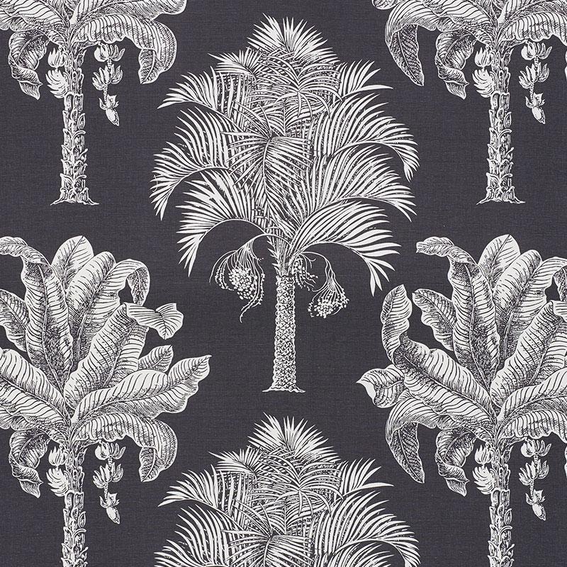 Schumacher Grand Palms Fabric - Carbon