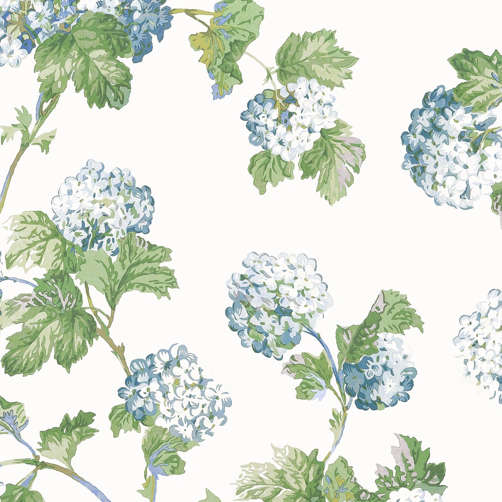 Anna French Sussex Hydrangea Wallpaper - Blue and Green