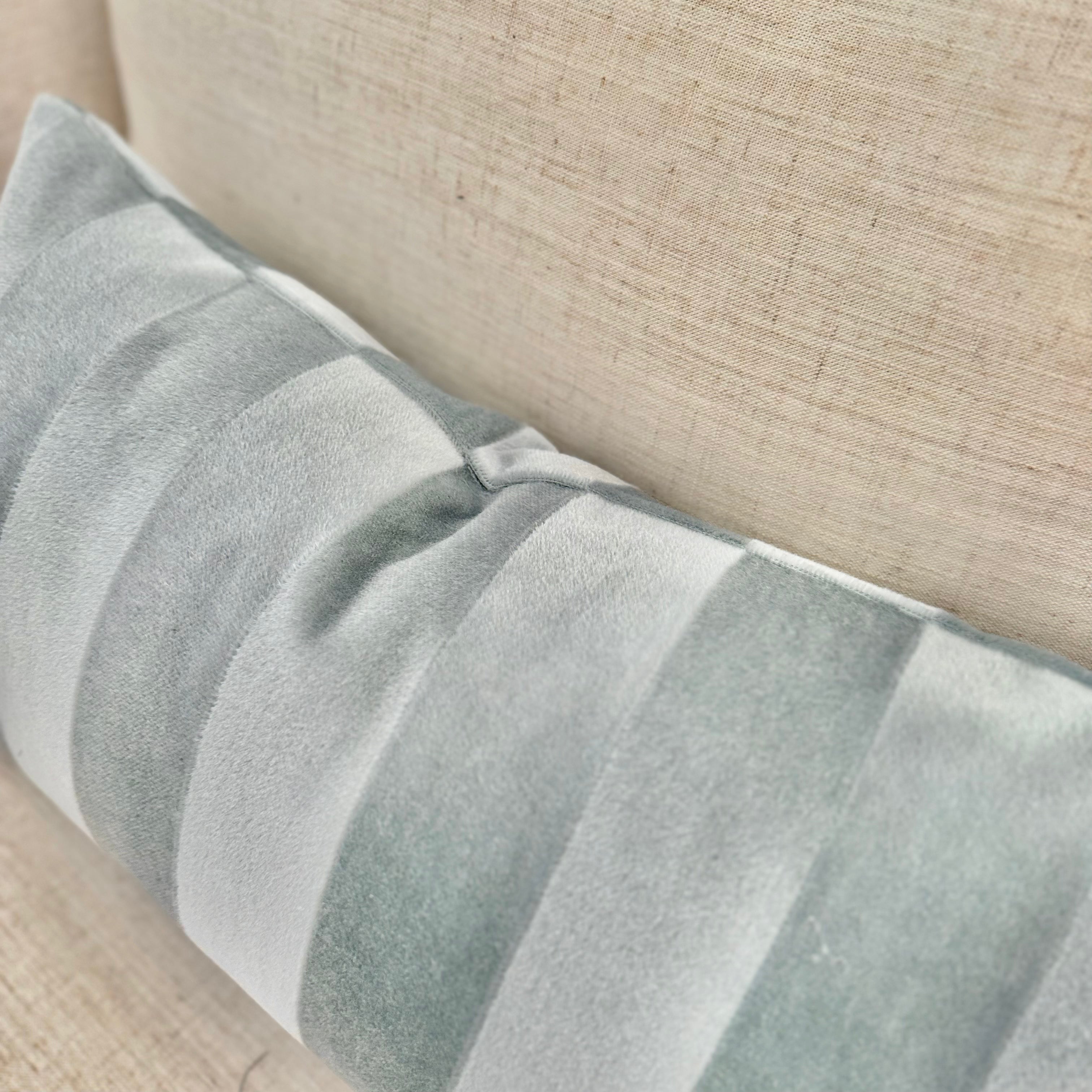 Mohair Euro Stripe Pillow Cover in Pool