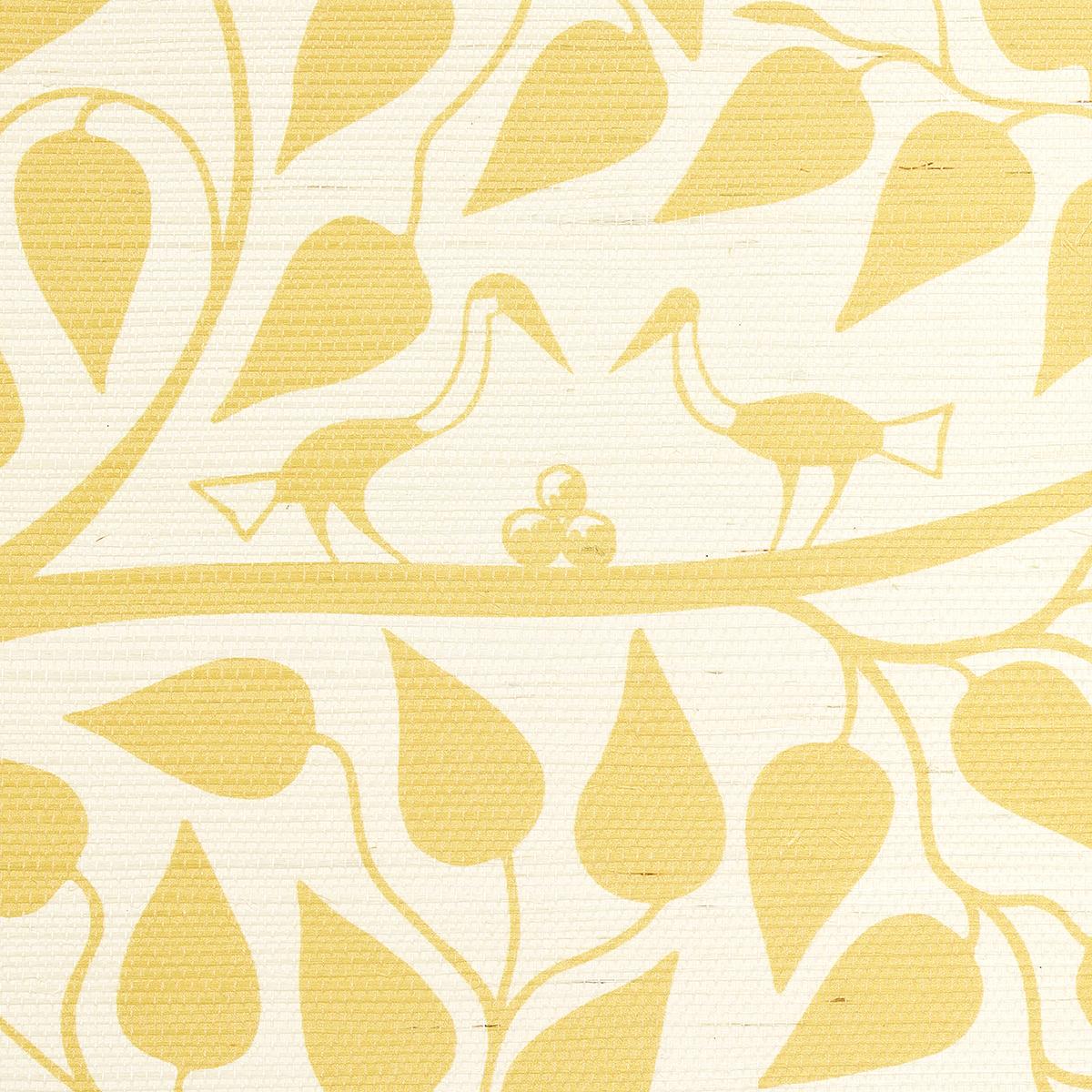 Schumacher Kayon Sisal Wallpaper Panel - Soft Yellow