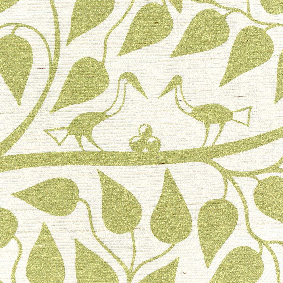 Schumacher Kayon Sisal Panel Soft Green Wallpaper