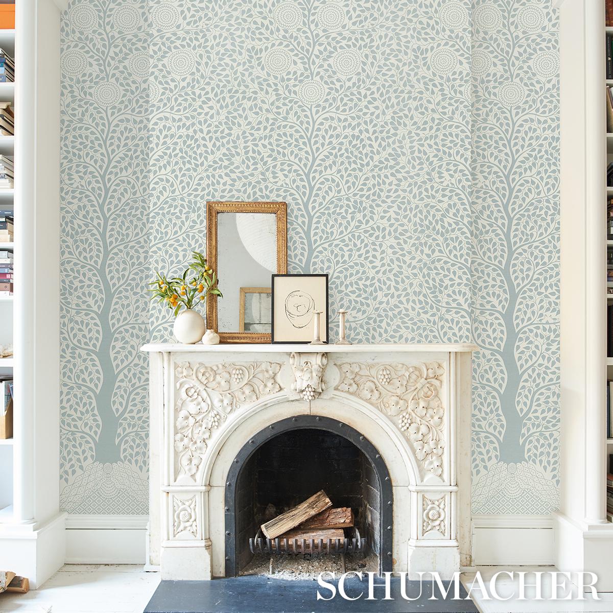 Schumacher Kayon Sisal Wallpaper Panel - Soft Blue