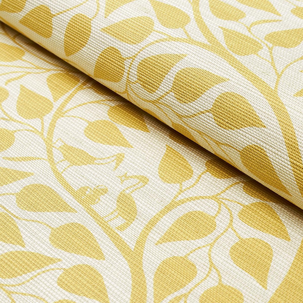 Schumacher Kayon Sisal Wallpaper Panel - Soft Yellow