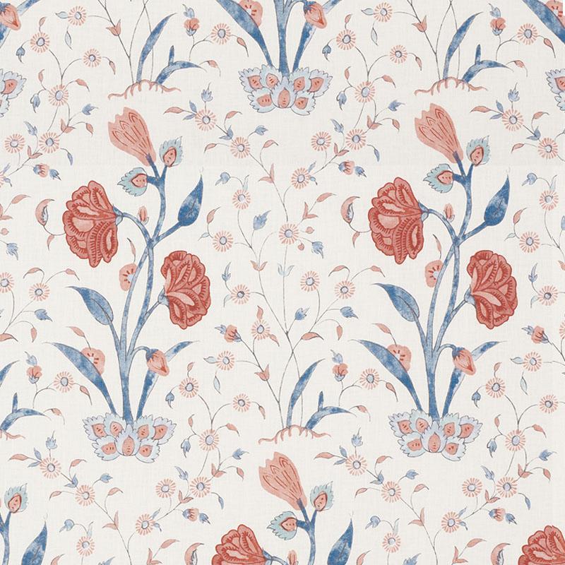 Schumacher Khilana Floral Fabric - Delft & Rose