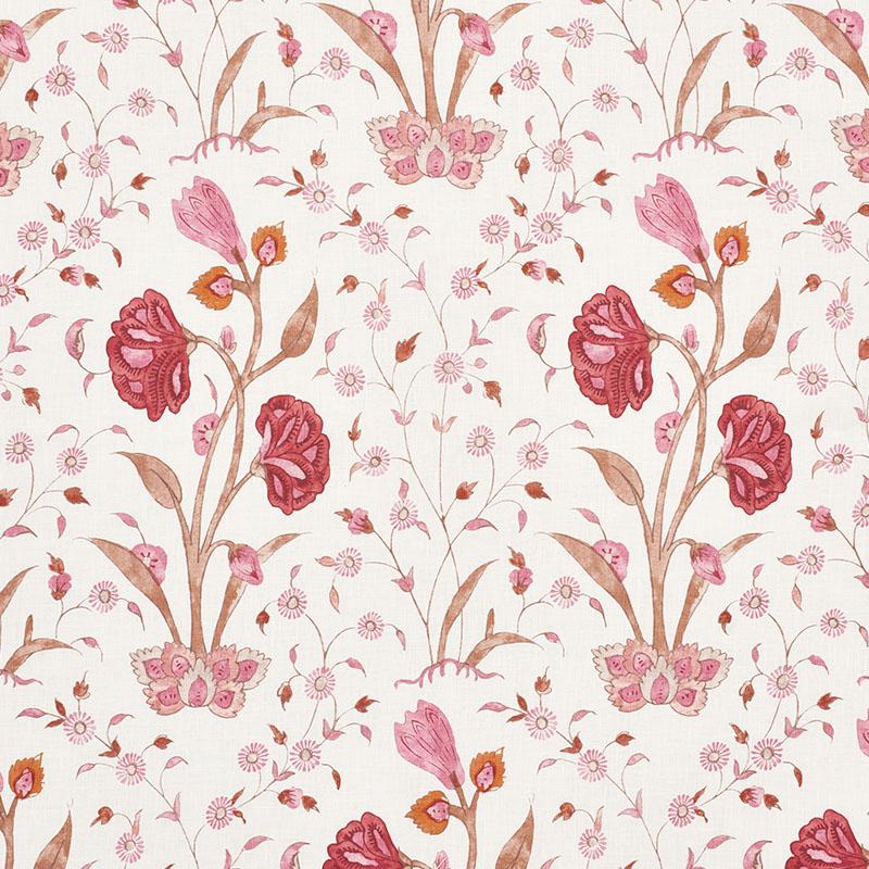 Schumacher Khilana Floral Fabric - Rose