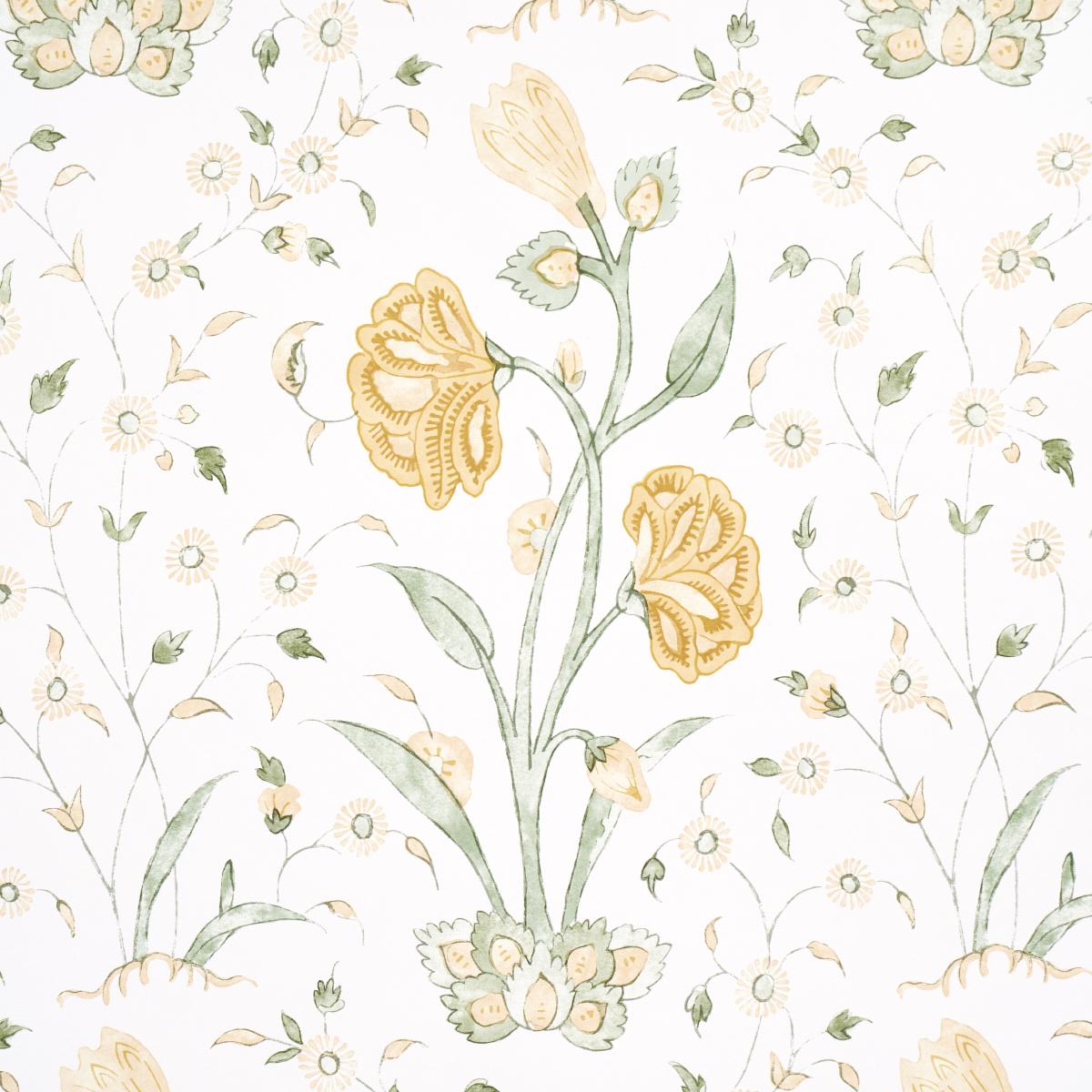 Schumacher Khilana Floral Wallpaper - Marigold