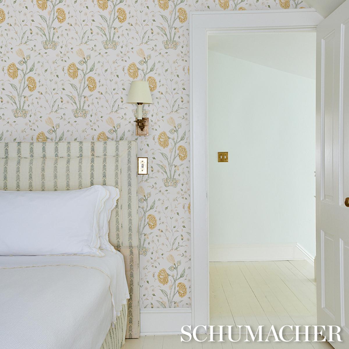 Schumacher Khilana Floral Wallpaper - Marigold