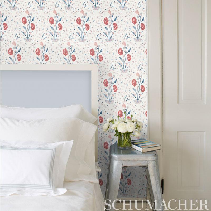 Schumacher Khilana Floral Wallpaper - Spice