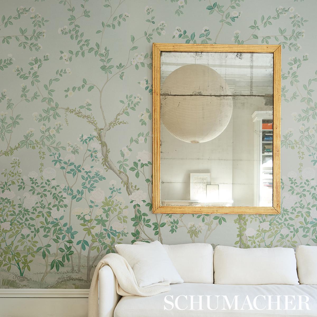 Schumacher Madame De Pompadour (Wide Width) Panel Set Wallpaper - Green