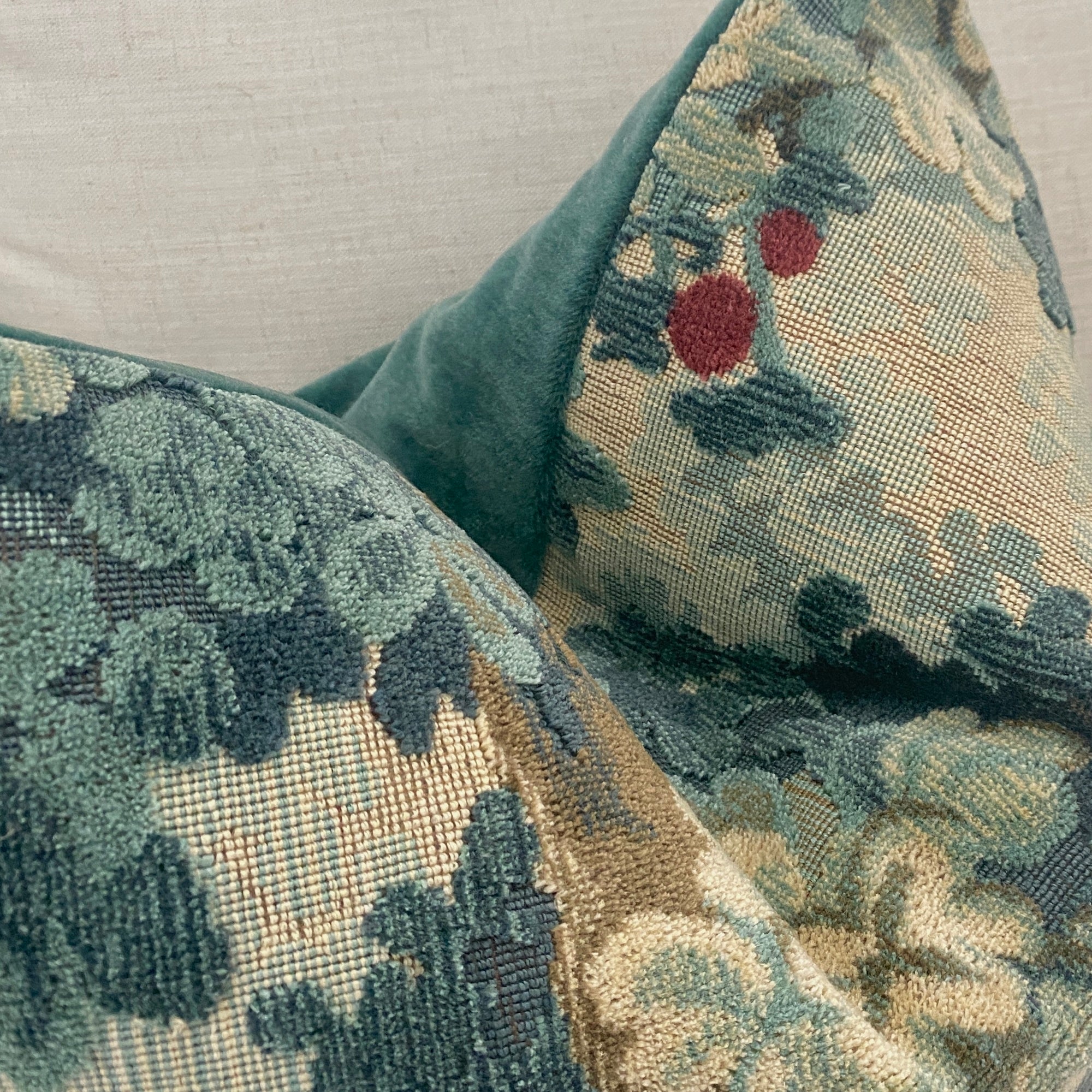 Marly & Mohair Luxury Verdure Velvet Pillow Cover - Blues