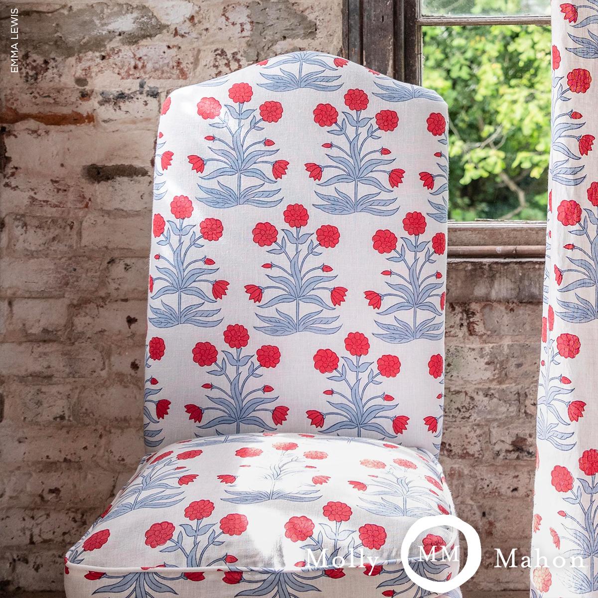 Molly Mahon Mughal Hand Block Print Fabric - Crimson Sky