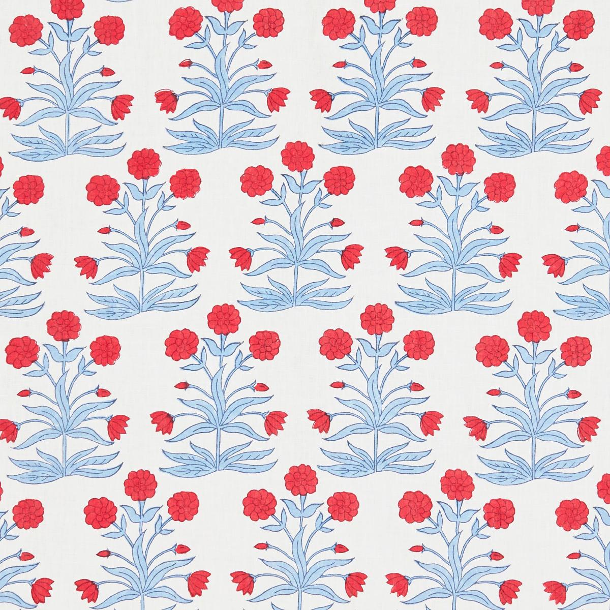 Molly Mahon Mughal Hand Block Print Fabric - Crimson Sky