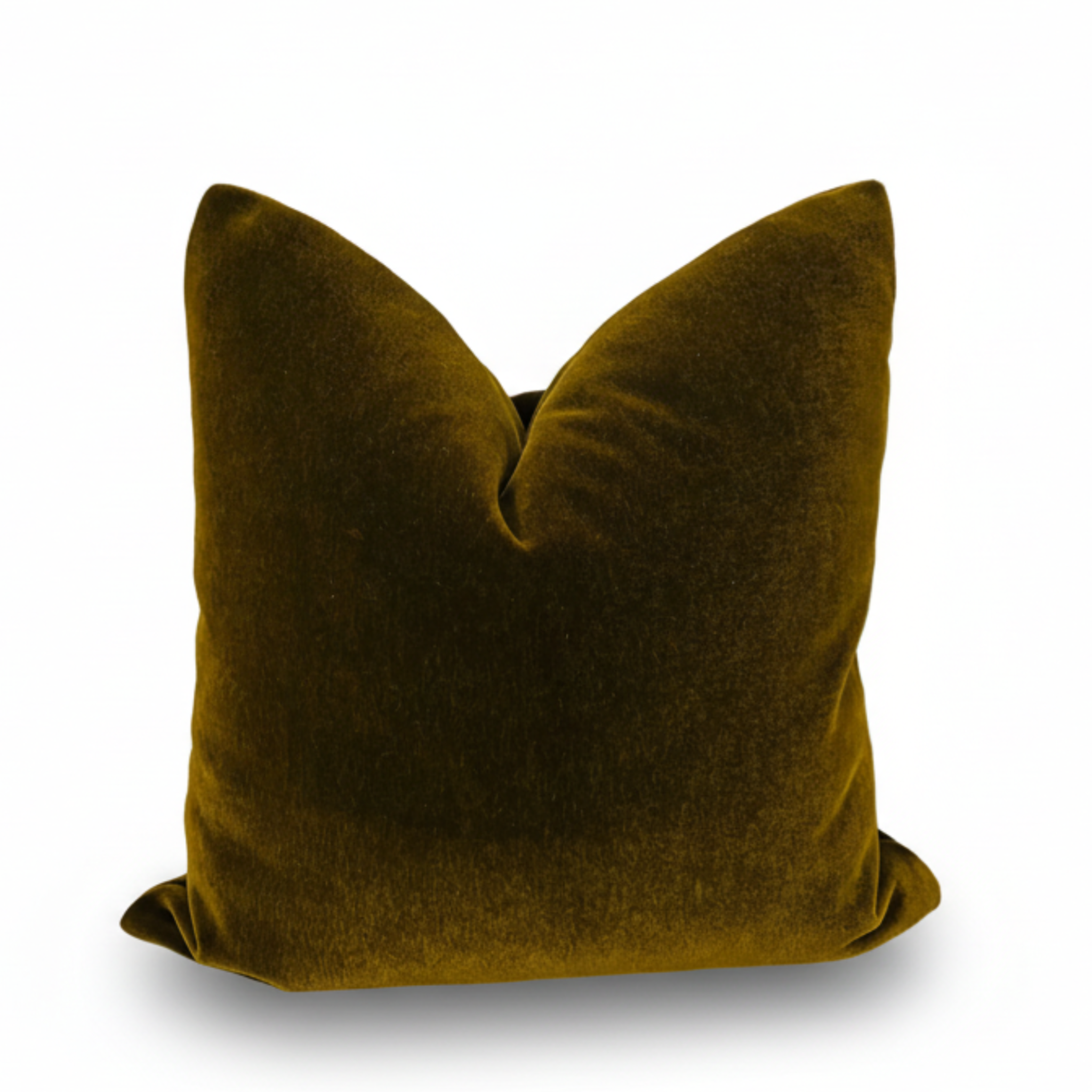Brown velvet pillow on a white background