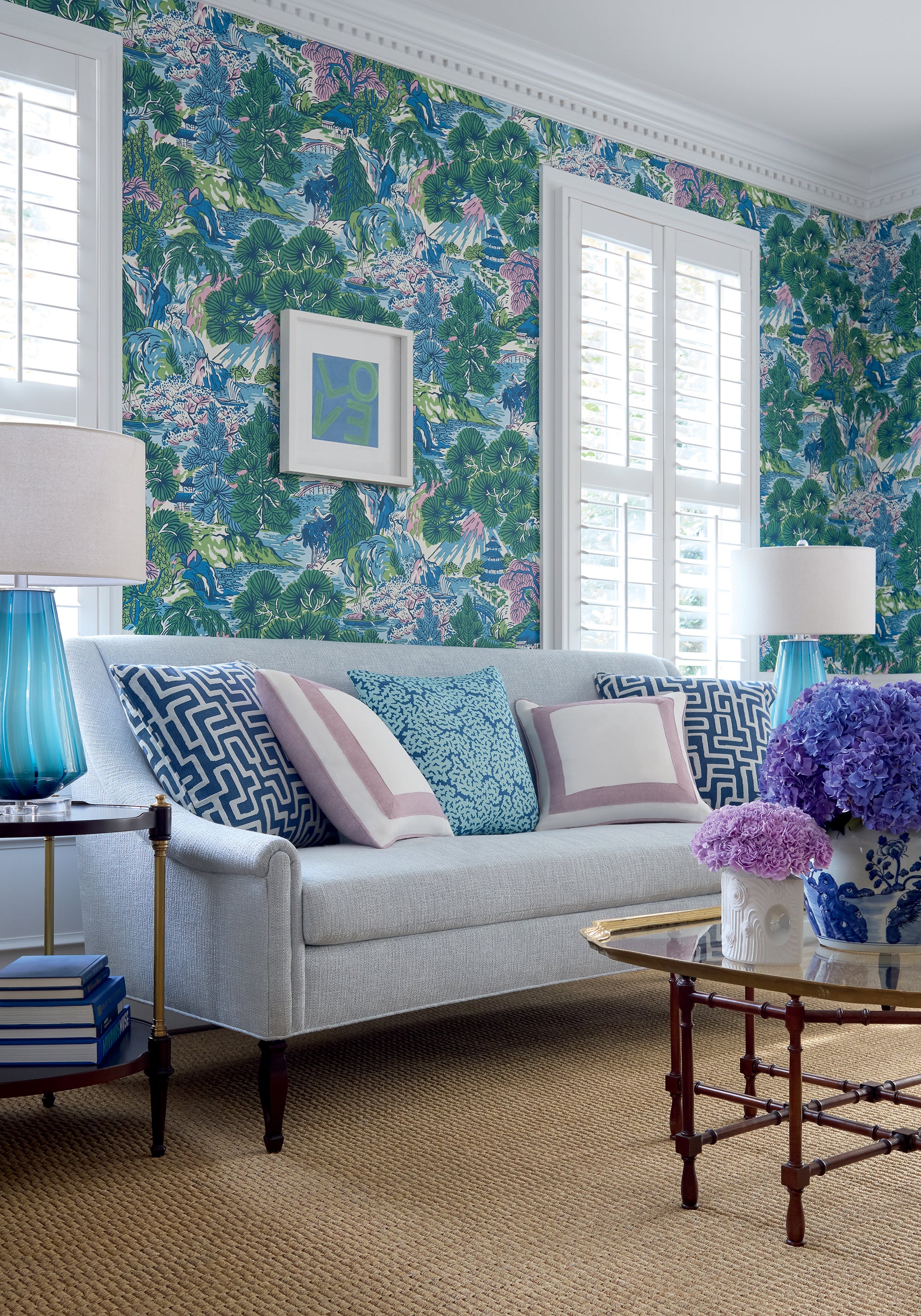 Thibaut Pagoda Trees Wallpaper - Brown and Green