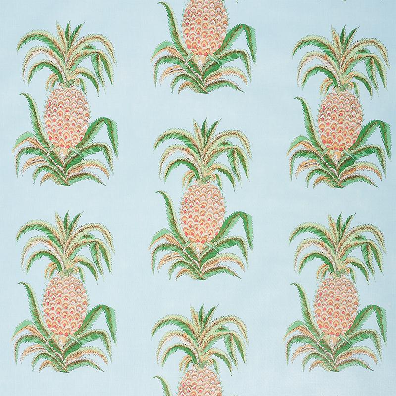 Schumacher Pineapples Fabric - Sky