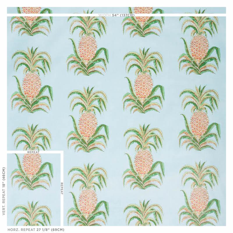 Schumacher Pineapples Fabric - Sky